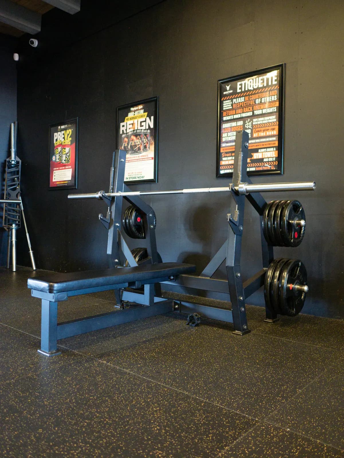 Plate Loaded Horizontal Flat Bench Barbell Bench Press at Inception Gym Christchurch