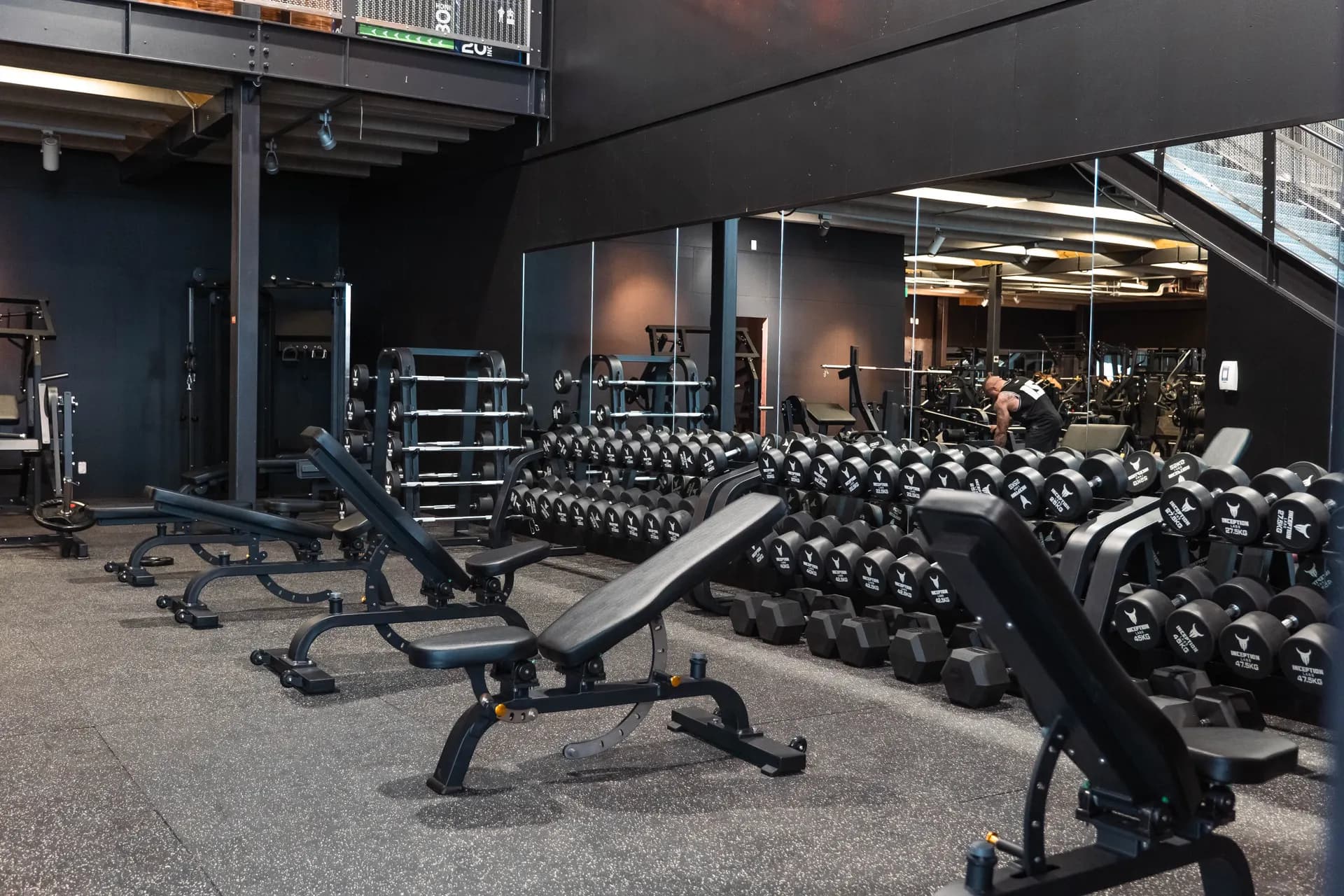 Inception Gym Christchurch training floor with the dumbbell rack and free-weight stations